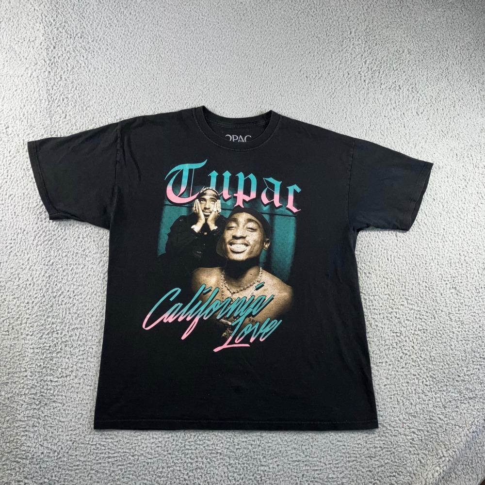 2Pac Graphic Tee Men XL California Love Black Short Sleeve T-Shirt